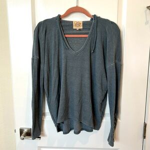 CHASER Lounge Braided Sleeve V-Neck Hoodie